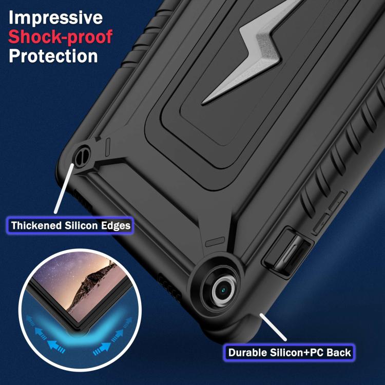For Samsung Galaxy Tab A9+ Armor Bolt Shape Holder Silicone Hybrid PC Tablet Case