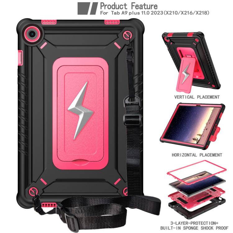 For Samsung Galaxy Tab A9+ Armor Bolt Shape Holder Silicone Hybrid PC Tablet Case