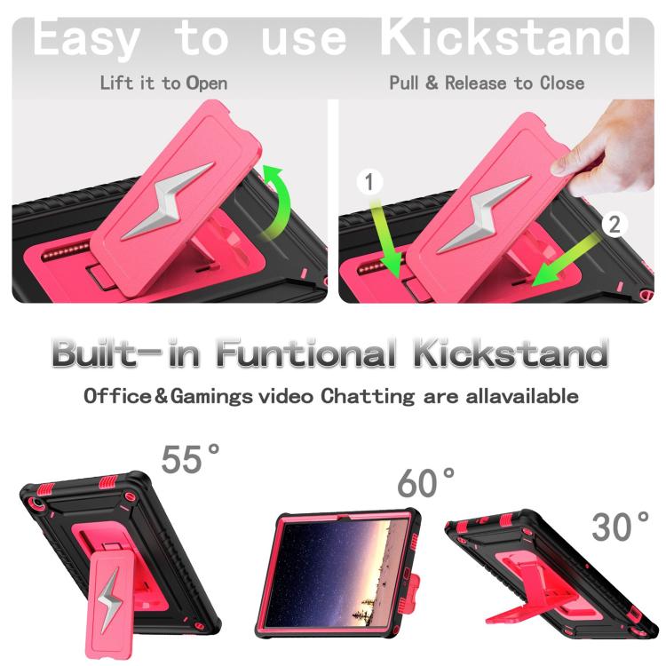 For Samsung Galaxy Tab A9+ Armor Bolt Shape Holder Silicone Hybrid PC Tablet Case