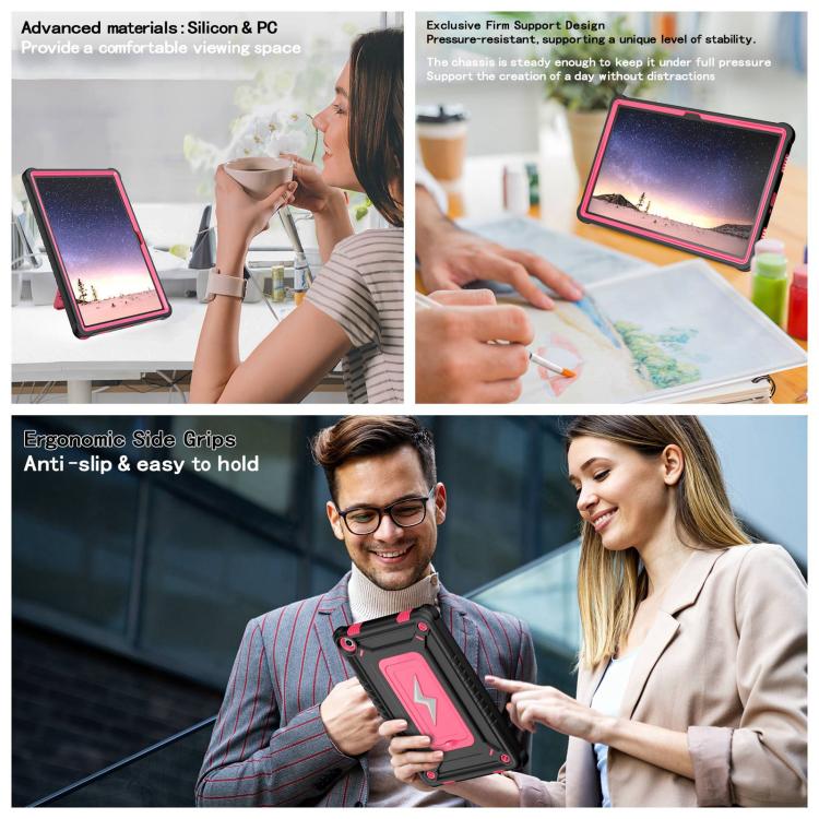 For Samsung Galaxy Tab A9+ Armor Bolt Shape Holder Silicone Hybrid PC Tablet Case