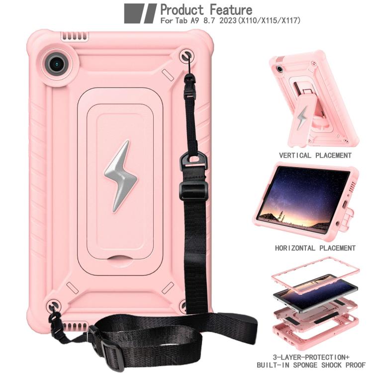 For Samsung Galaxy Tab A9 Armor Bolt Shape Holder Silicone Hybrid PC Tablet Case