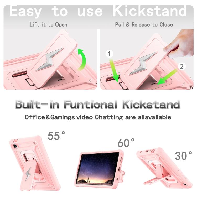 For Samsung Galaxy Tab A9 Armor Bolt Shape Holder Silicone Hybrid PC Tablet Case
