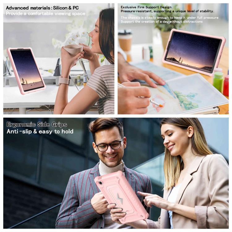 For Samsung Galaxy Tab A9 Armor Bolt Shape Holder Silicone Hybrid PC Tablet Case