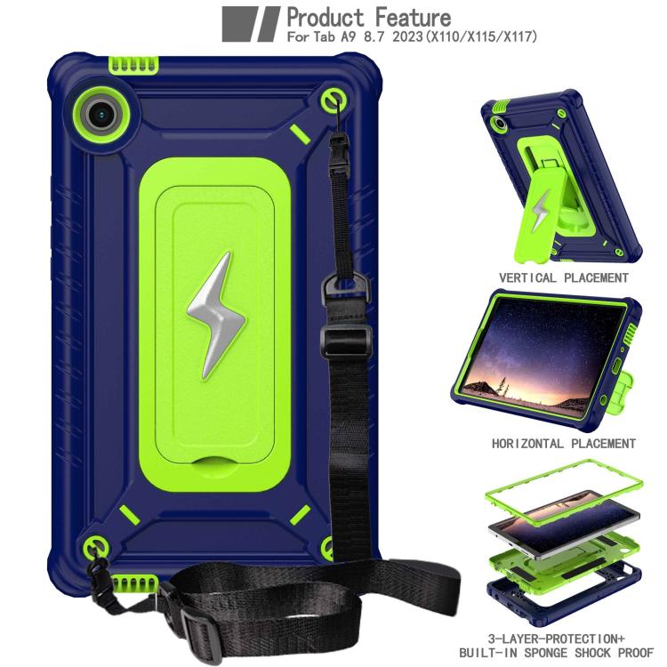 For Samsung Galaxy Tab A9 Armor Bolt Shape Holder Silicone Hybrid PC Tablet Case