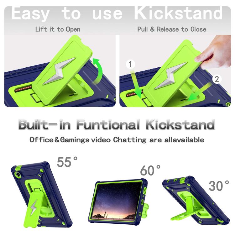 For Samsung Galaxy Tab A9 Armor Bolt Shape Holder Silicone Hybrid PC Tablet Case