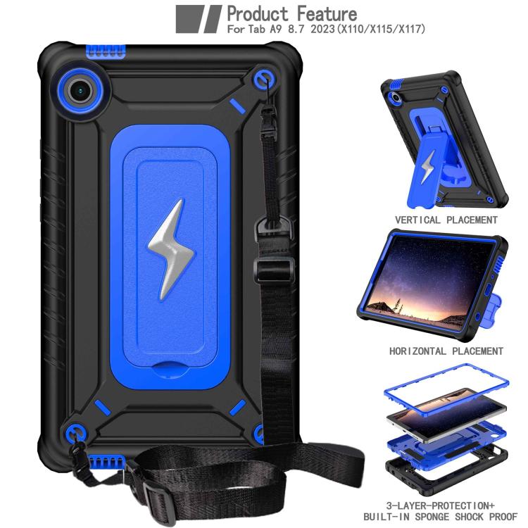 For Samsung Galaxy Tab A9 Armor Bolt Shape Holder Silicone Hybrid PC Tablet Case