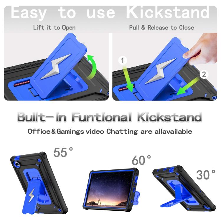 For Samsung Galaxy Tab A9 Armor Bolt Shape Holder Silicone Hybrid PC Tablet Case
