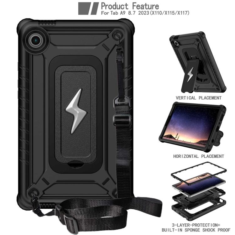 For Samsung Galaxy Tab A9 Armor Bolt Shape Holder Silicone Hybrid PC Tablet Case