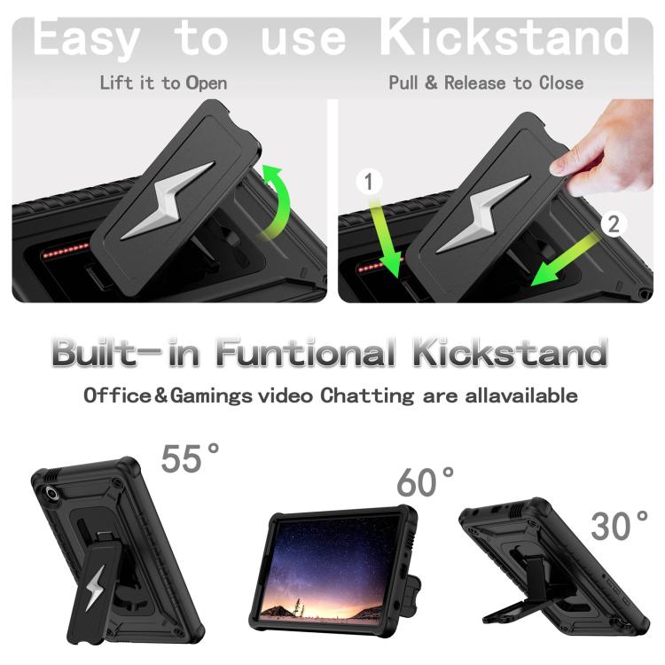 For Samsung Galaxy Tab A9 Armor Bolt Shape Holder Silicone Hybrid PC Tablet Case