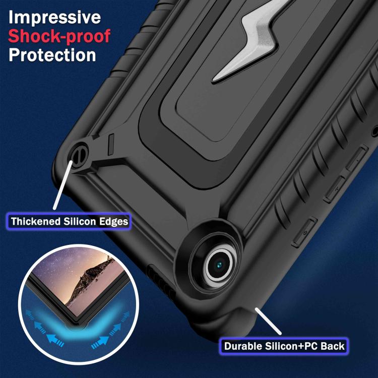 For Samsung Galaxy Tab A9 Armor Bolt Shape Holder Silicone Hybrid PC Tablet Case