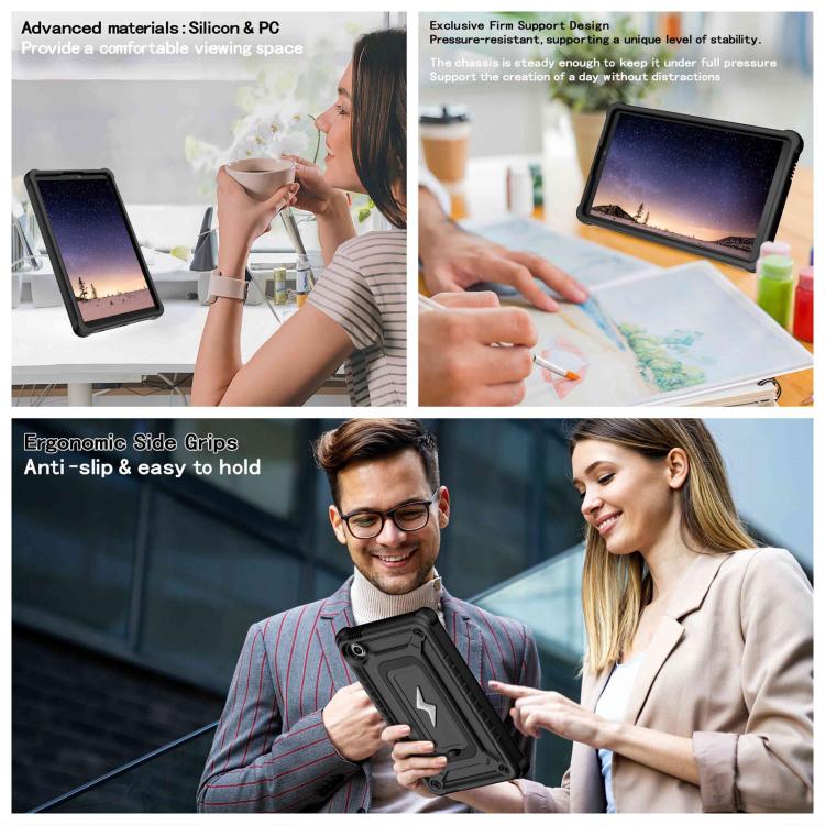For Samsung Galaxy Tab A9 Armor Bolt Shape Holder Silicone Hybrid PC Tablet Case