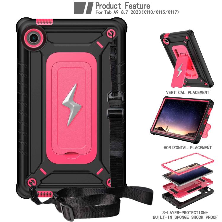 For Samsung Galaxy Tab A9 Armor Bolt Shape Holder Silicone Hybrid PC Tablet Case
