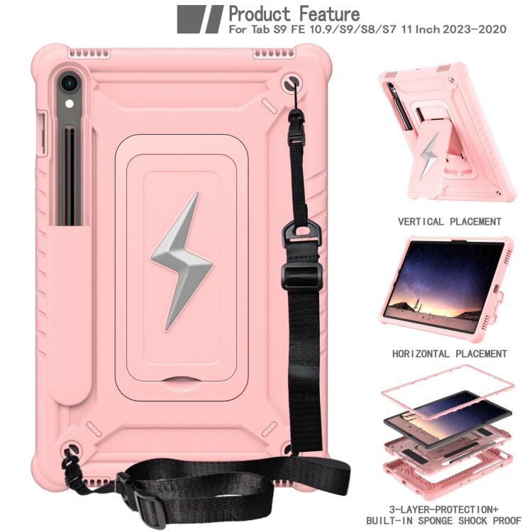 For Samsung Galaxy Tab S9 FE / S9 / S8 Armor Bolt Shape Holder Silicone Hybrid PC Tablet Case