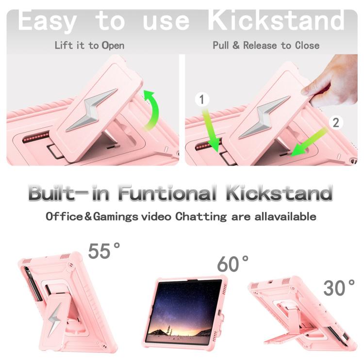 For Samsung Galaxy Tab S9 FE / S9 / S8 Armor Bolt Shape Holder Silicone Hybrid PC Tablet Case