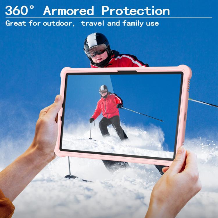 For Samsung Galaxy Tab S9 FE / S9 / S8 Armor Bolt Shape Holder Silicone Hybrid PC Tablet Case