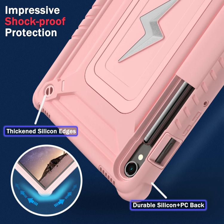 For Samsung Galaxy Tab S9 FE / S9 / S8 Armor Bolt Shape Holder Silicone Hybrid PC Tablet Case