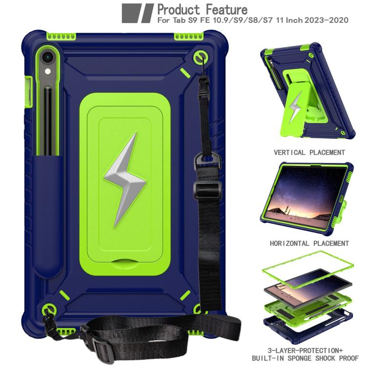 For Samsung Galaxy Tab S9 FE / S9 / S8 Armor Bolt Shape Holder Silicone Hybrid PC Tablet Case