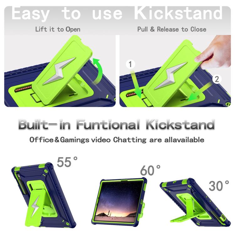 For Samsung Galaxy Tab S9 FE / S9 / S8 Armor Bolt Shape Holder Silicone Hybrid PC Tablet Case