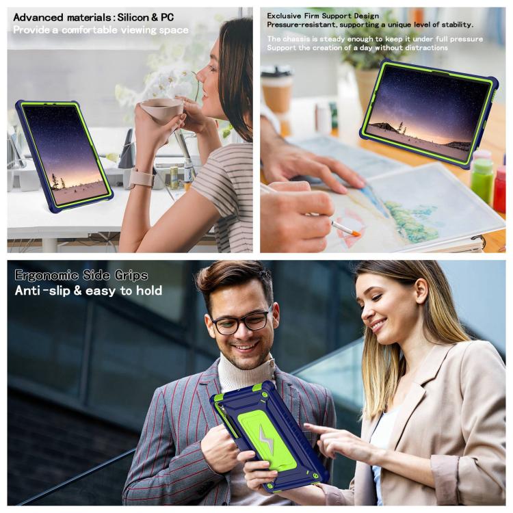 For Samsung Galaxy Tab S9 FE / S9 / S8 Armor Bolt Shape Holder Silicone Hybrid PC Tablet Case