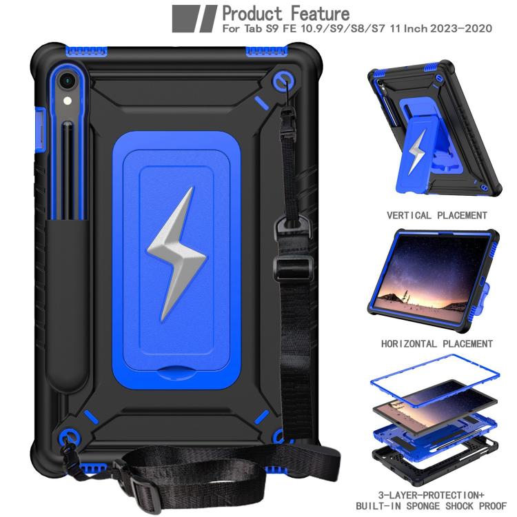 For Samsung Galaxy Tab S9 FE / S9 / S8 Armor Bolt Shape Holder Silicone Hybrid PC Tablet Case