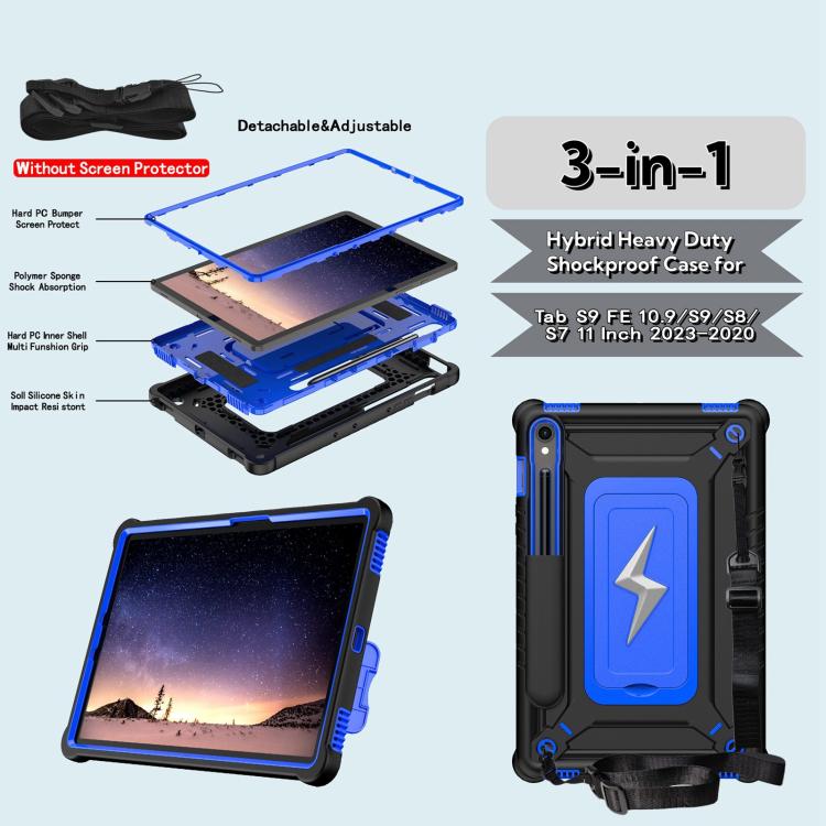 For Samsung Galaxy Tab S9 FE / S9 / S8 Armor Bolt Shape Holder Silicone Hybrid PC Tablet Case