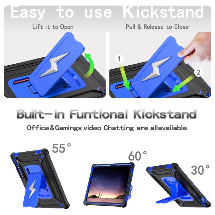 For Samsung Galaxy Tab S9 FE / S9 / S8 Armor Bolt Shape Holder Silicone Hybrid PC Tablet Case
