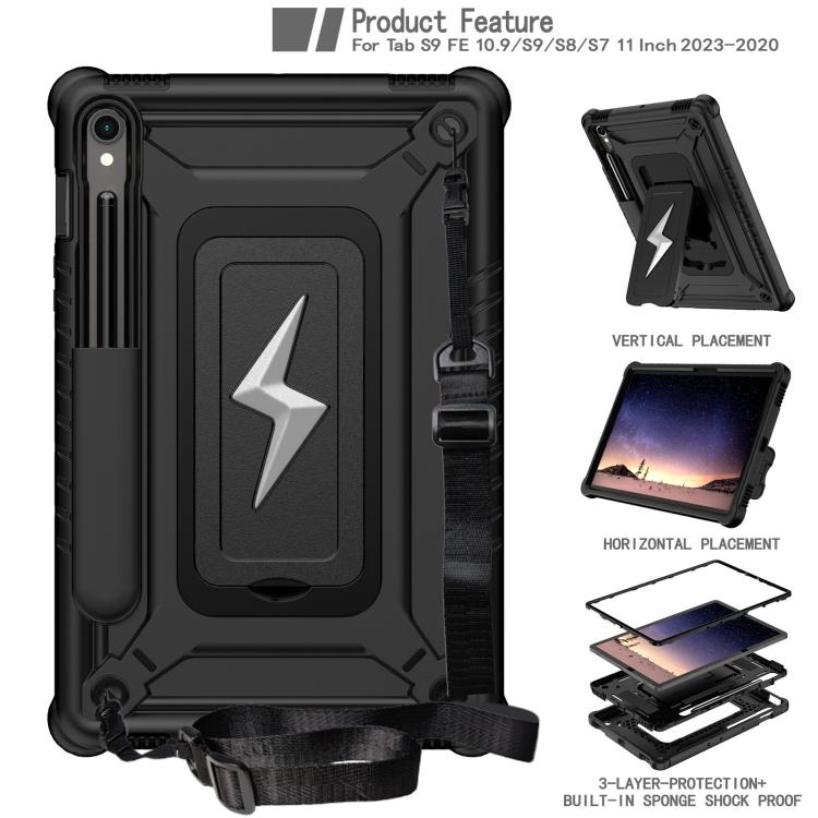 For Samsung Galaxy Tab S9 FE / S9 / S8 Armor Bolt Shape Holder Silicone Hybrid PC Tablet Case