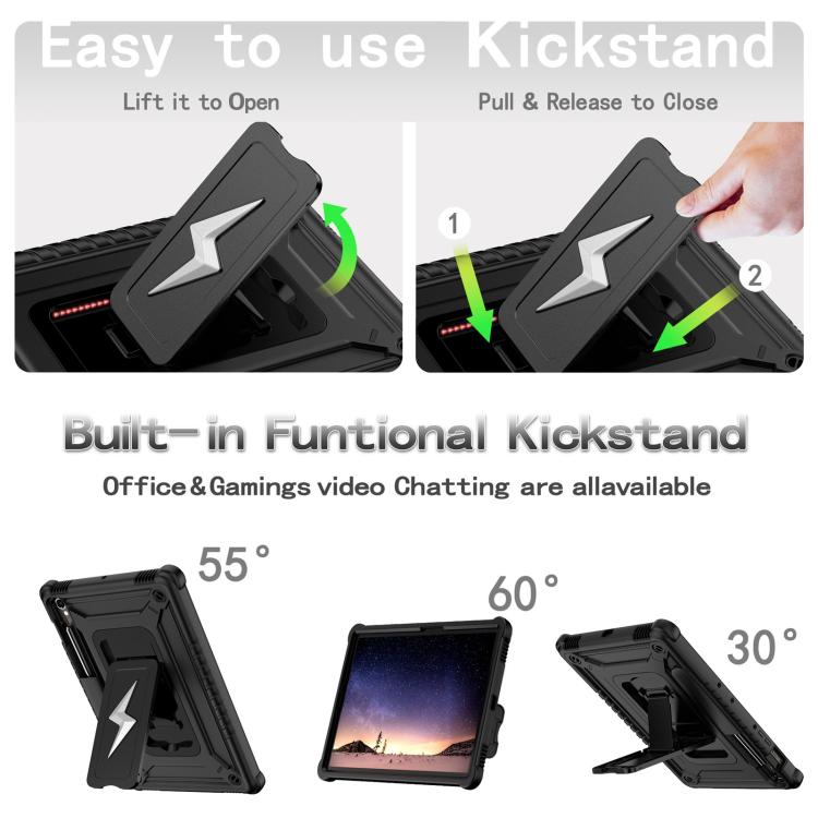 For Samsung Galaxy Tab S9 FE / S9 / S8 Armor Bolt Shape Holder Silicone Hybrid PC Tablet Case