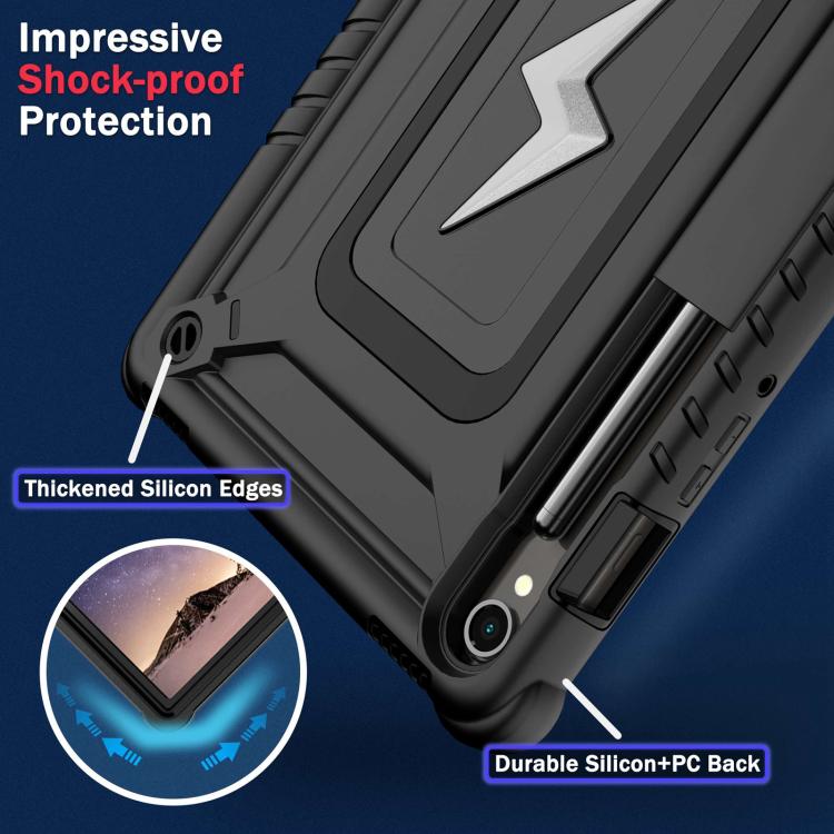 For Samsung Galaxy Tab S9 FE / S9 / S8 Armor Bolt Shape Holder Silicone Hybrid PC Tablet Case