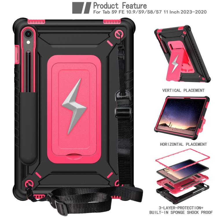 For Samsung Galaxy Tab S9 FE / S9 / S8 Armor Bolt Shape Holder Silicone Hybrid PC Tablet Case