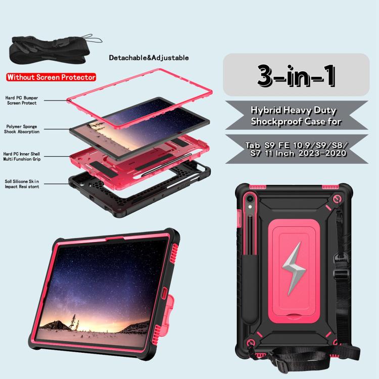 For Samsung Galaxy Tab S9 FE / S9 / S8 Armor Bolt Shape Holder Silicone Hybrid PC Tablet Case