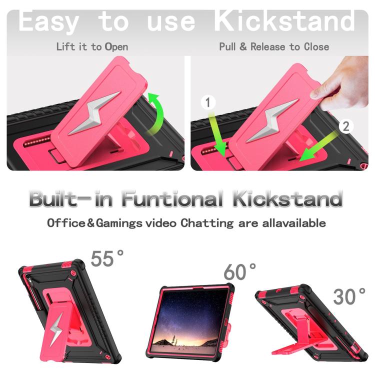 For Samsung Galaxy Tab S9 FE / S9 / S8 Armor Bolt Shape Holder Silicone Hybrid PC Tablet Case