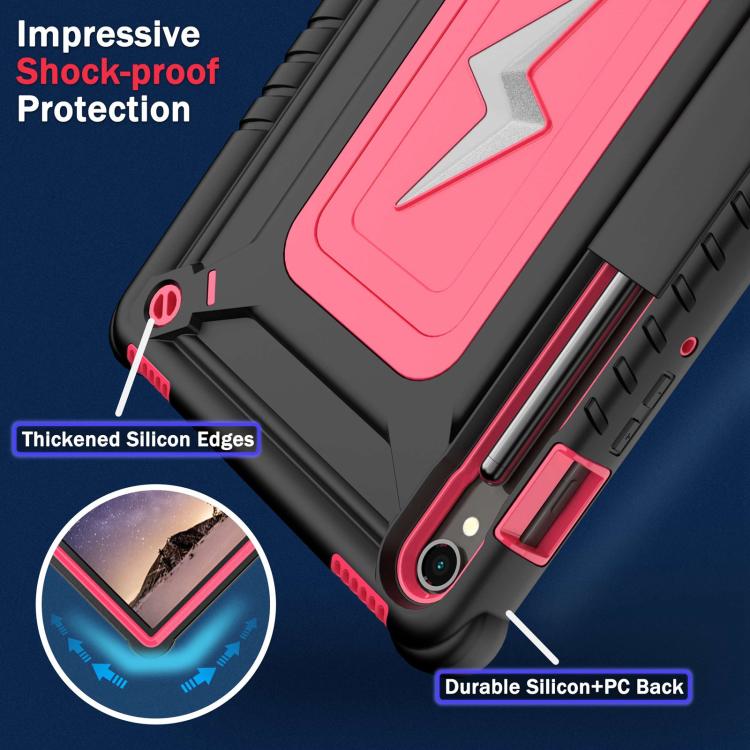 For Samsung Galaxy Tab S9 FE / S9 / S8 Armor Bolt Shape Holder Silicone Hybrid PC Tablet Case