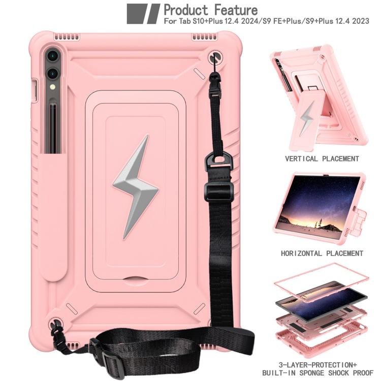 For Samsung Galaxy Tab S10+ / S9+ Armor Bolt Shape Holder Silicone Hybrid PC Tablet Case