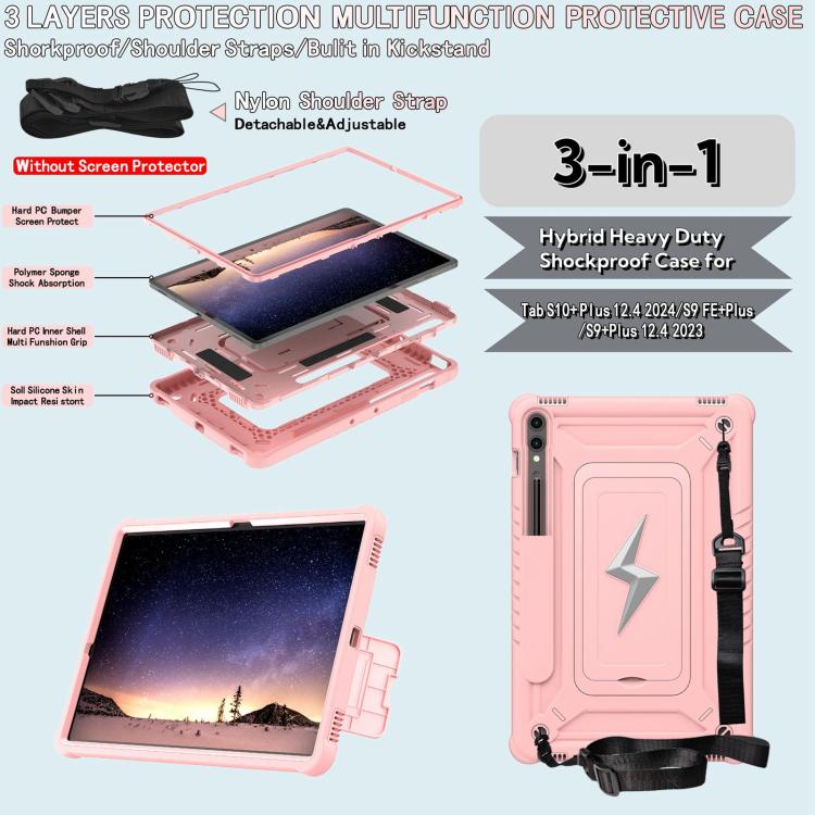 For Samsung Galaxy Tab S10+ / S9+ Armor Bolt Shape Holder Silicone Hybrid PC Tablet Case