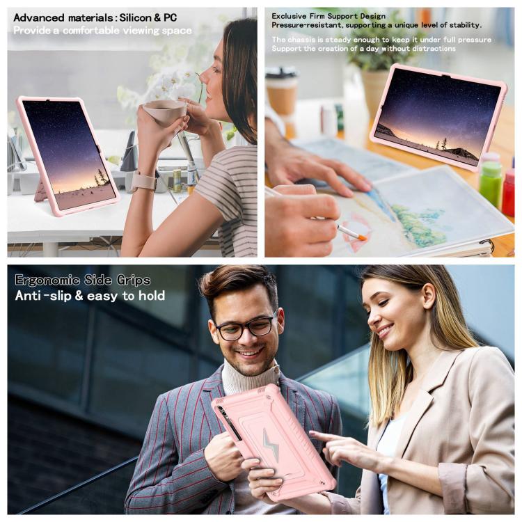 For Samsung Galaxy Tab S10+ / S9+ Armor Bolt Shape Holder Silicone Hybrid PC Tablet Case