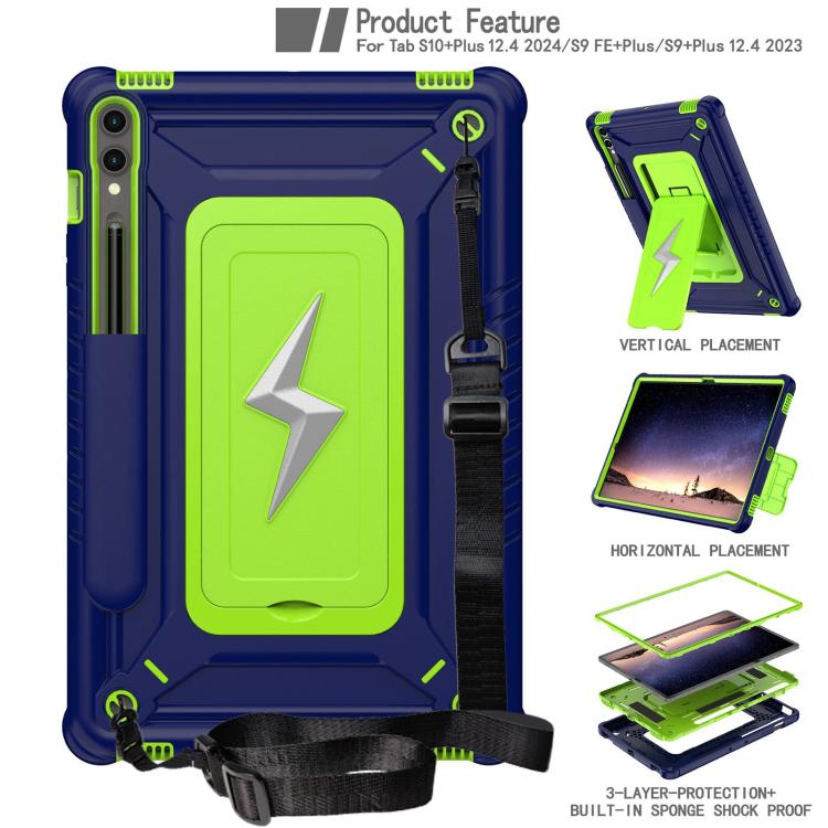 For Samsung Galaxy Tab S10+ / S9+ Armor Bolt Shape Holder Silicone Hybrid PC Tablet Case