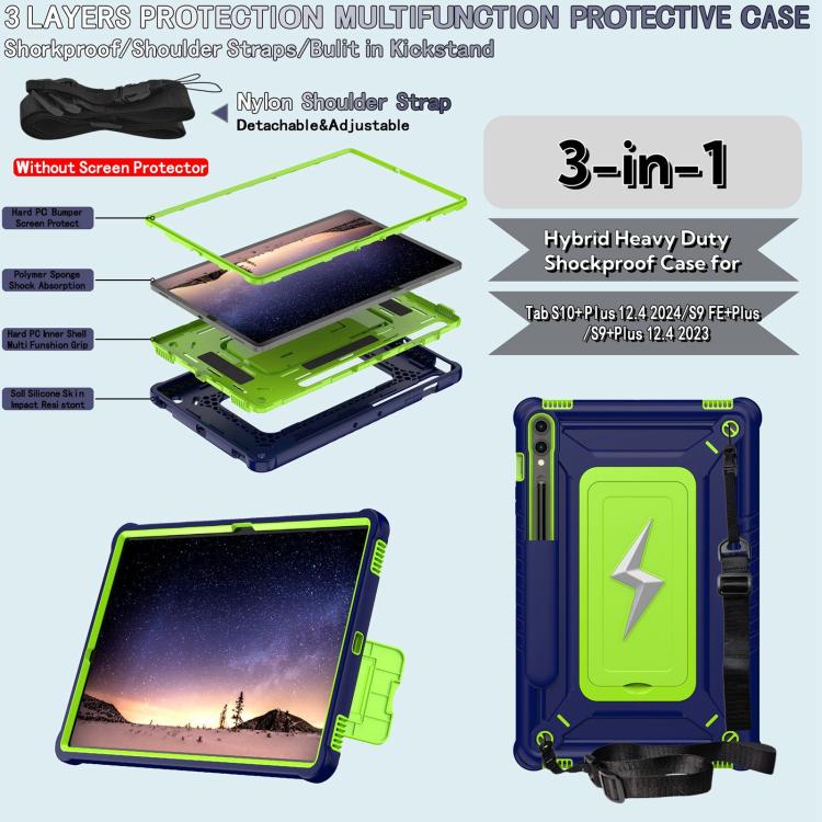 For Samsung Galaxy Tab S10+ / S9+ Armor Bolt Shape Holder Silicone Hybrid PC Tablet Case