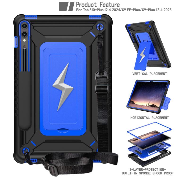 For Samsung Galaxy Tab S10+ / S9+ Armor Bolt Shape Holder Silicone Hybrid PC Tablet Case