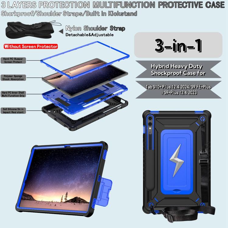For Samsung Galaxy Tab S10+ / S9+ Armor Bolt Shape Holder Silicone Hybrid PC Tablet Case
