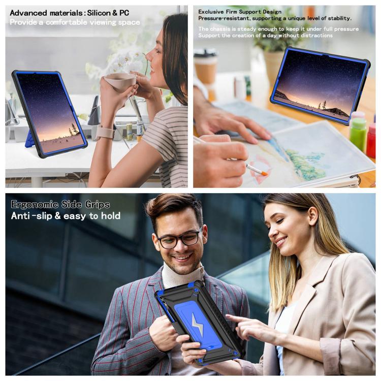 For Samsung Galaxy Tab S10+ / S9+ Armor Bolt Shape Holder Silicone Hybrid PC Tablet Case