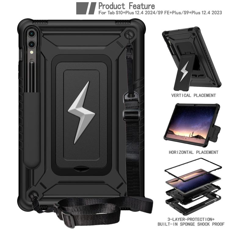 For Samsung Galaxy Tab S10+ / S9+ Armor Bolt Shape Holder Silicone Hybrid PC Tablet Case
