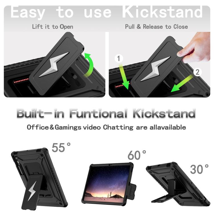 For Samsung Galaxy Tab S10+ / S9+ Armor Bolt Shape Holder Silicone Hybrid PC Tablet Case