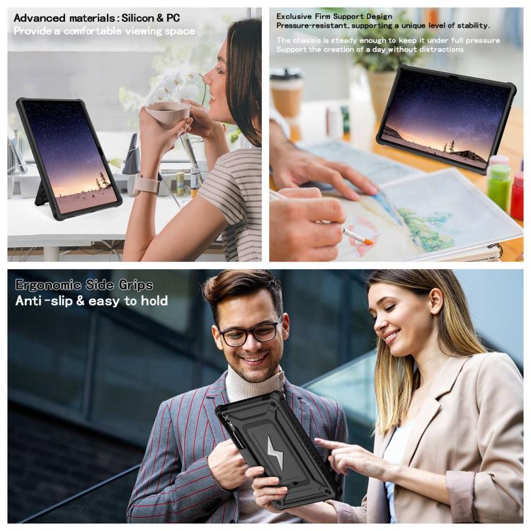 For Samsung Galaxy Tab S10+ / S9+ Armor Bolt Shape Holder Silicone Hybrid PC Tablet Case