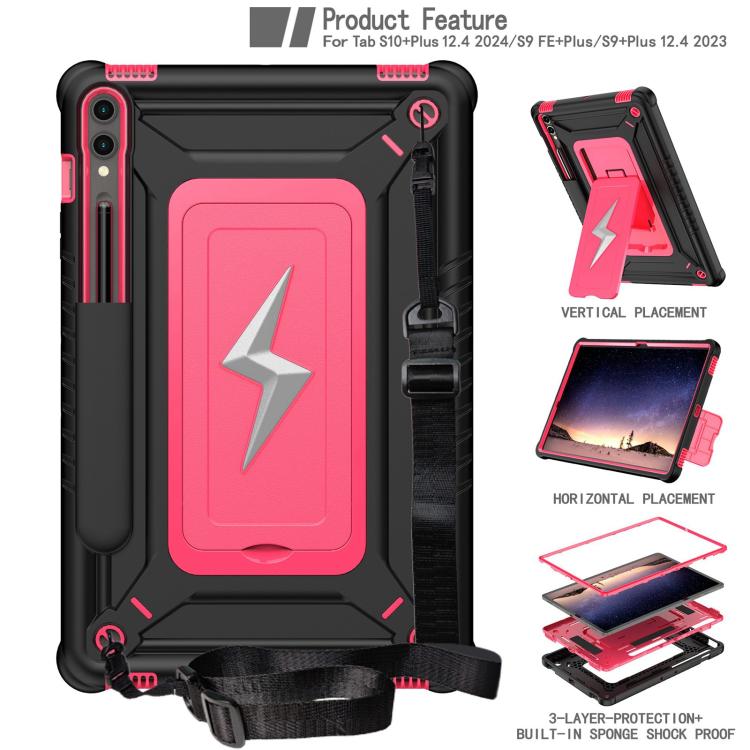 For Samsung Galaxy Tab S10+ / S9+ Armor Bolt Shape Holder Silicone Hybrid PC Tablet Case