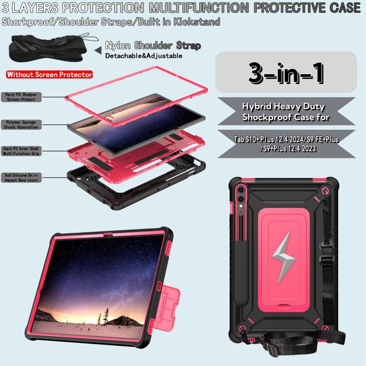 For Samsung Galaxy Tab S10+ / S9+ Armor Bolt Shape Holder Silicone Hybrid PC Tablet Case