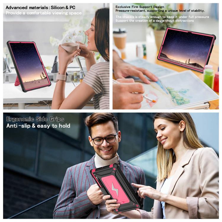 For Samsung Galaxy Tab S10+ / S9+ Armor Bolt Shape Holder Silicone Hybrid PC Tablet Case