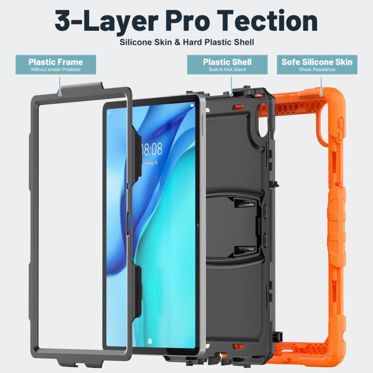 For Huawei MatePad SE 11 2024 Silicone Hydric PC Tablet Case with Shoulder Strap & Holder