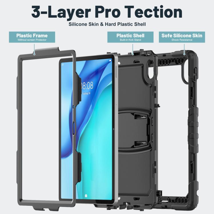 For Huawei MatePad SE 11 2024 Silicone Hydric PC Tablet Case with Shoulder Strap & Holder
