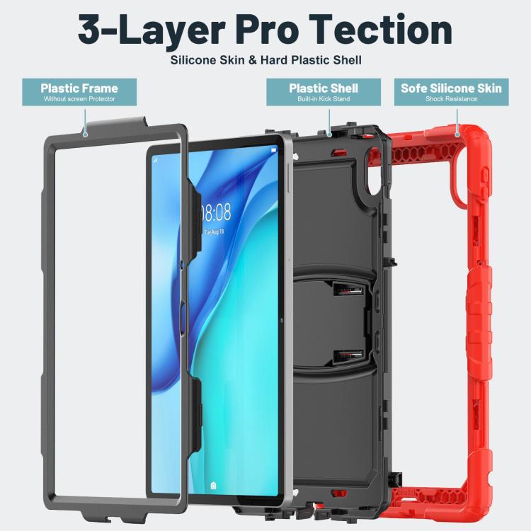 For Huawei MatePad SE 11 2024 Silicone Hydric PC Tablet Case with Shoulder Strap & Holder